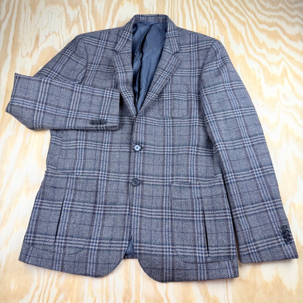 Hugo Boss Randolph Wool Checked Sport Coat Tweed Plaid Blazer Jacket Size US 40R